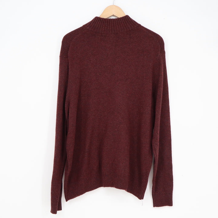 Croft & Barrow Mens XL Burgundy Marl Quarter Zip Mock Neck Cotton Blend Sweater
