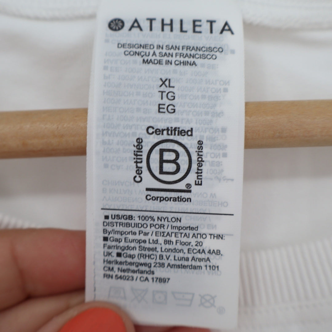 Athleta Zephyr Tee Womens XL White Short Sleeve Crew Neck Relaxed Fit Shirt