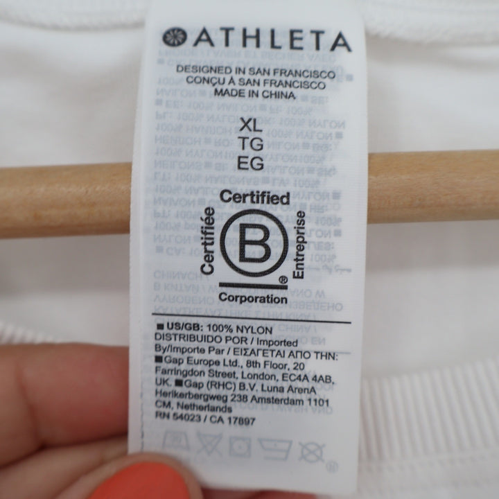 Athleta Zephyr Tee Womens XL White Short Sleeve Crew Neck Relaxed Fit Shirt