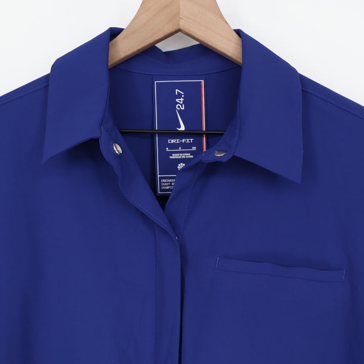 Nike 24.7 Womens Dri-FIT Long Sleeve Button Up Top Blue Small