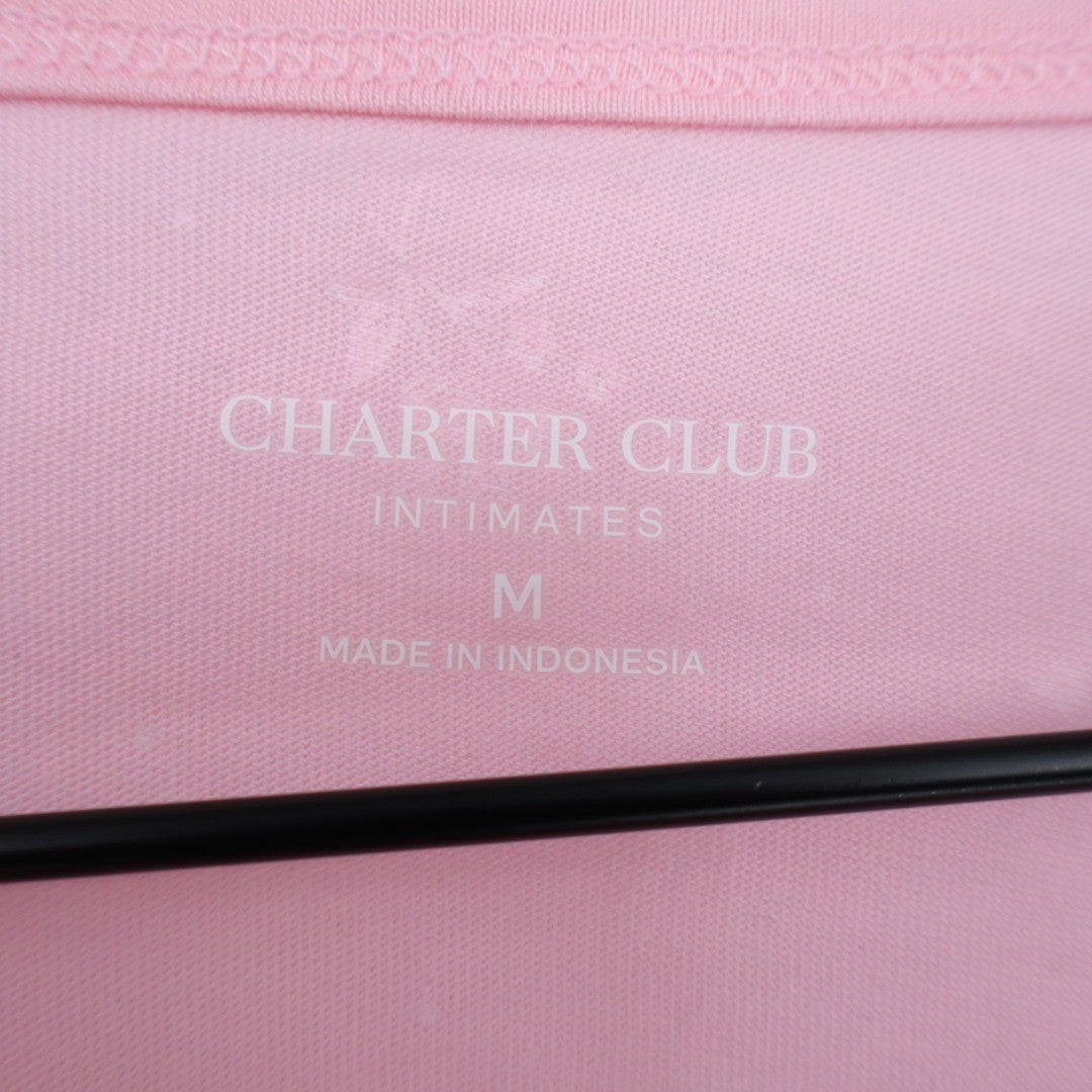 Charter Club Intimates Cropped Pajama Shirt Womens Medium Pink Floral Stretch
