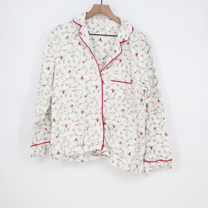 Charter Club Intimates Womens Small Pajama Set Cotton Cardinal Holiday White Red