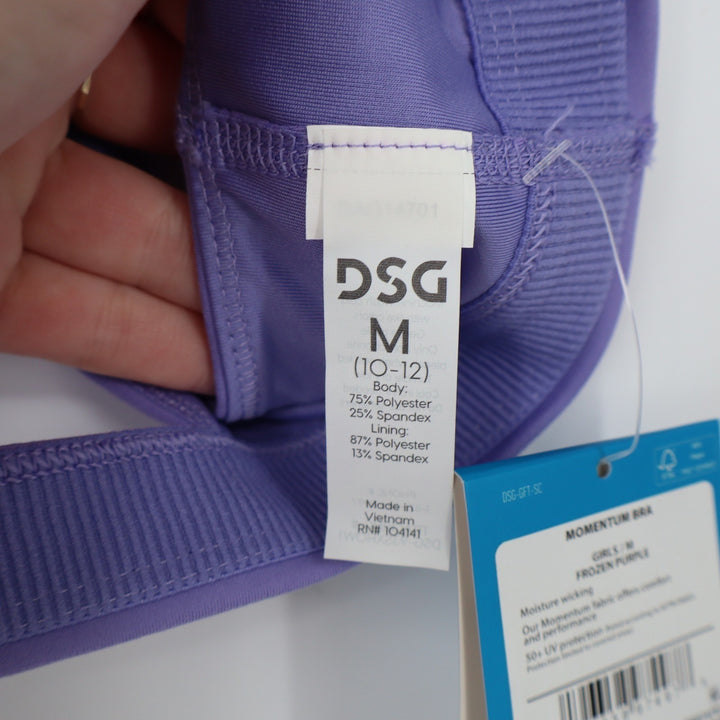DSG Girls Momentum Sports Bra Frozen Purple Size M 10-12 NWT
