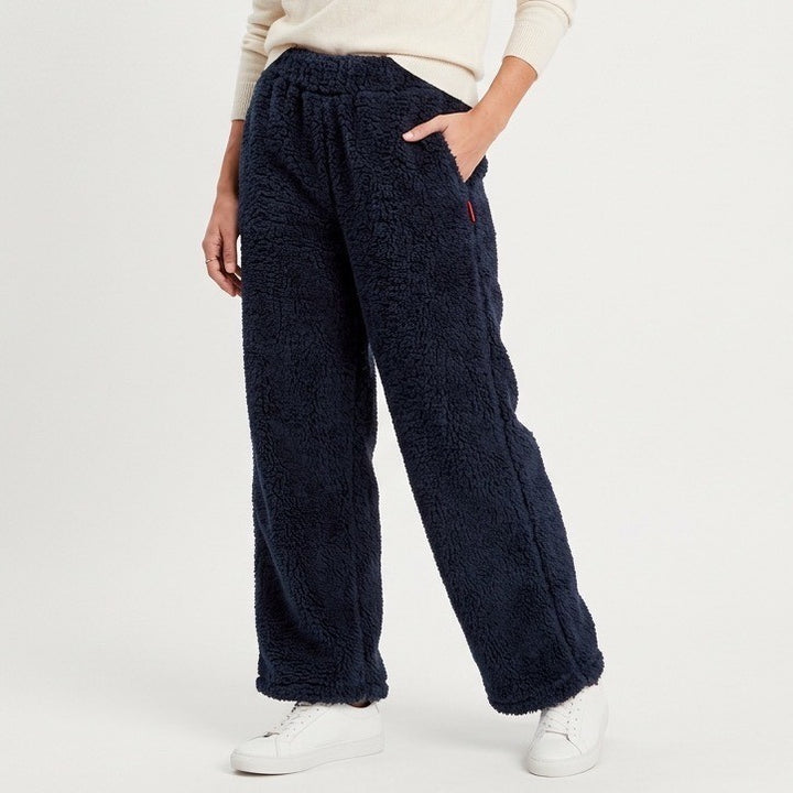 Tommy Hilfiger Sherpa Lounge Pants Womens Medium Navy Elastic Waist Wide Leg