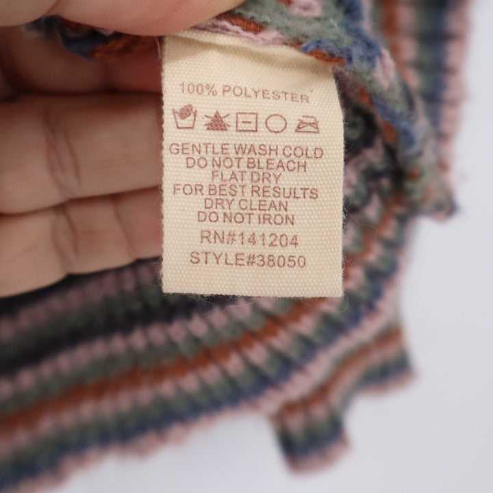 Hem & Thread Multi Color Striped Pointelle Knit Crew Neck Sweater Small