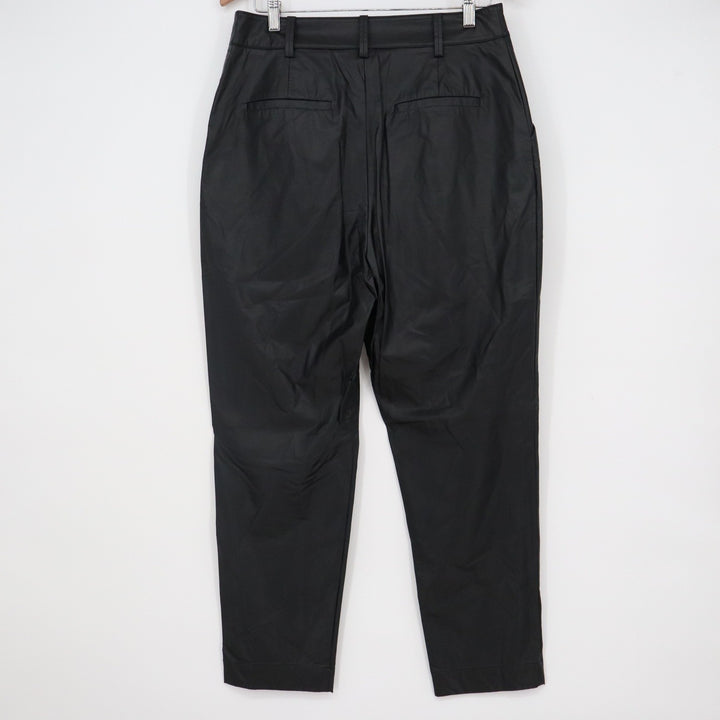 Prologue Black Faux Leather Pleated Tapered Trousers Size 10 High Rise
