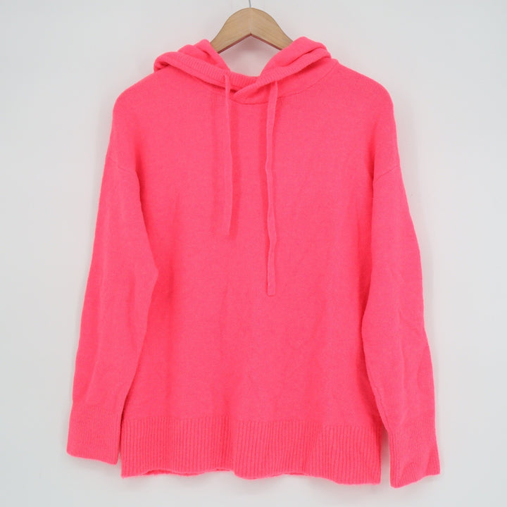 Lou & Grey Neon Pink Knit Hoodie Sweater Petite Medium MP