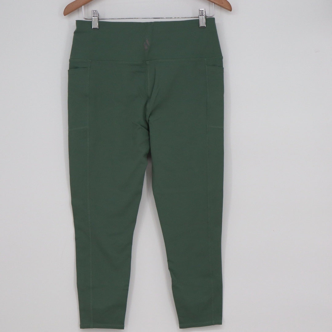 Skechers GO WALK Olive Green High Waisted Pocket Leggings Large Ankle Length