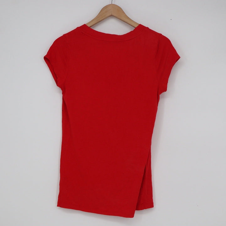 Merona Womens Red Short Sleeve V-Neck Stretch Rayon Blend T-Shirt Size M