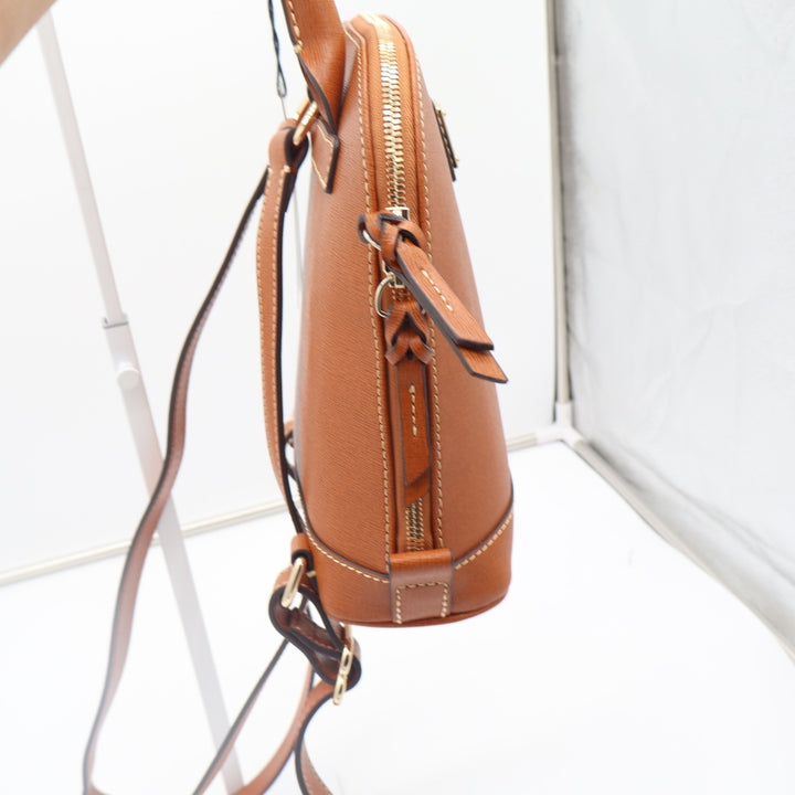 Dooney & Bourke Small Zip Pod Backpack Natural Saffiano Leather
