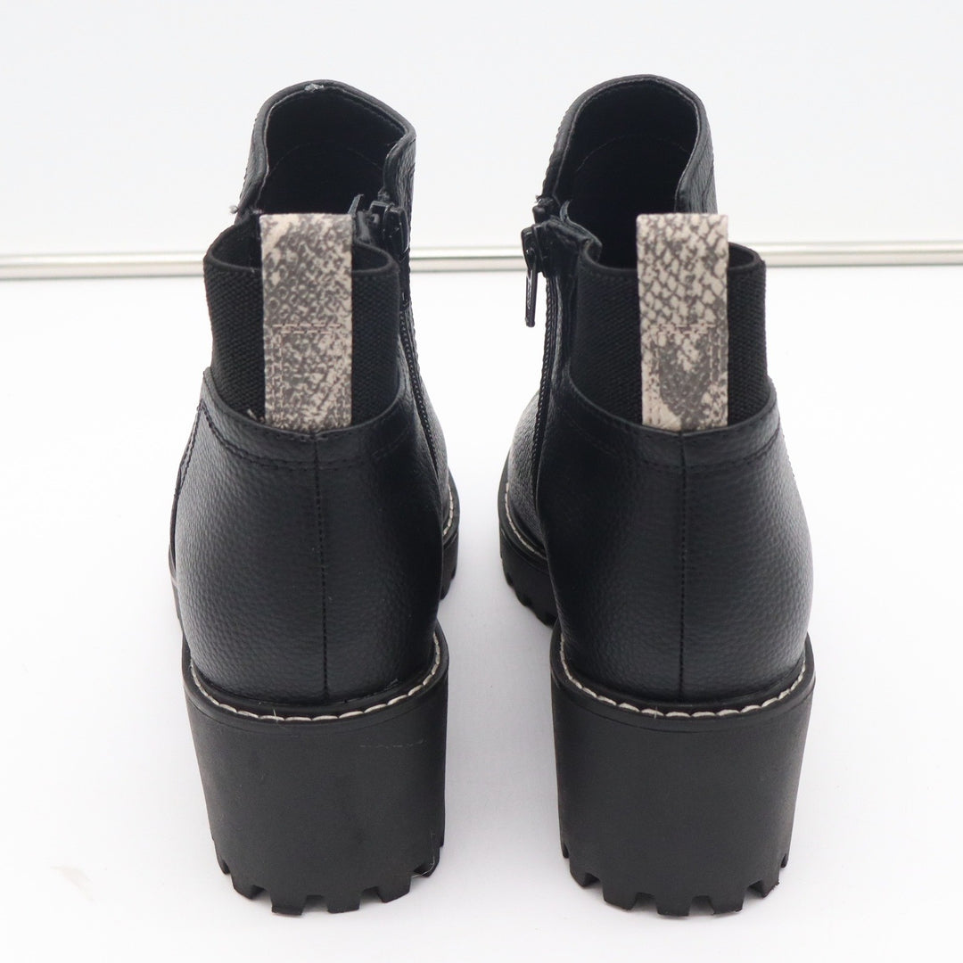 Universal Thread Womens Black Pebbled Lug Sole Ankle Boots Side Zip Size 8.5