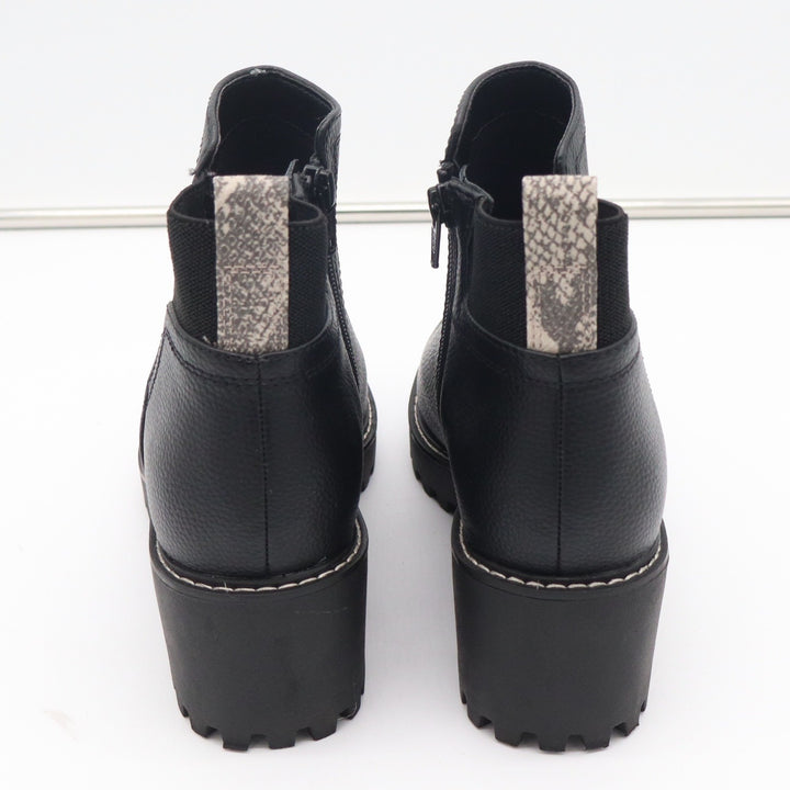 Universal Thread Womens Black Pebbled Lug Sole Ankle Boots Side Zip Size 8.5
