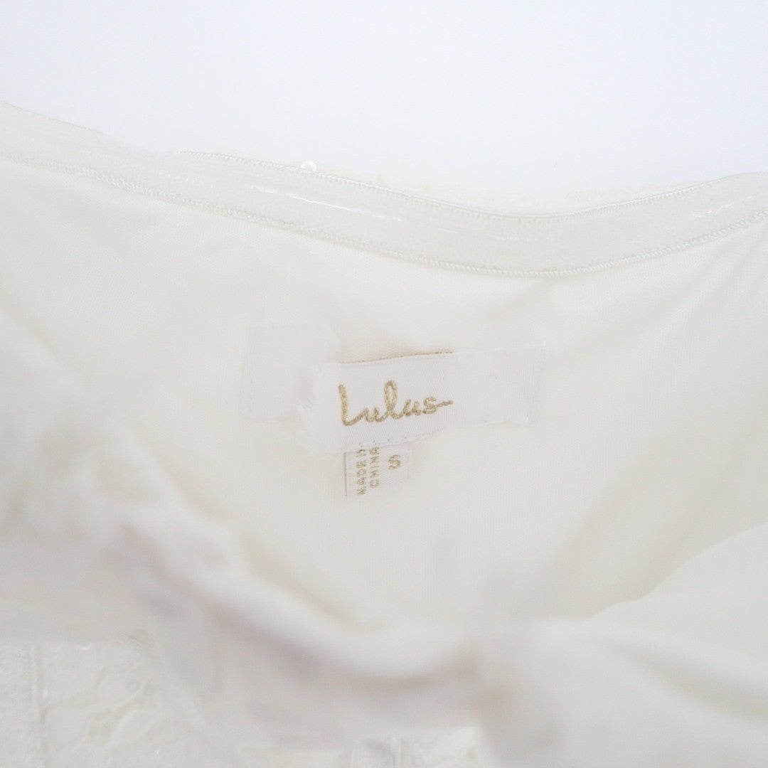 Lulus Imani Maxi Dress Womens Small White Lace Detail Bustier Mermaid Strapless