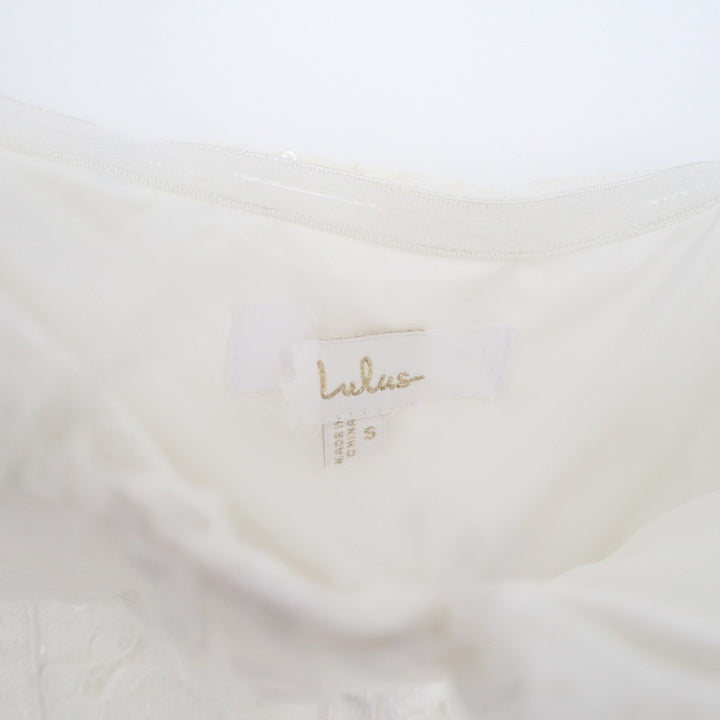 Lulus Imani Maxi Dress Womens Small White Lace Detail Bustier Mermaid Strapless