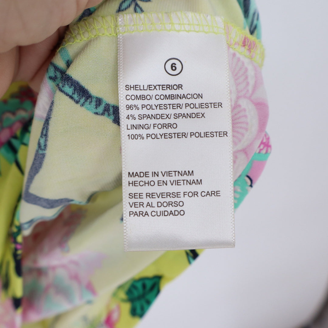 Shelby & Palmer Dress Womens 6 Sheath Yellow Floral Side Knot Sleeveless