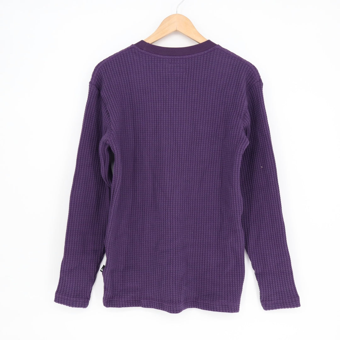 American Giant T-Shirt Mens Small Purple Cotton Stretch Waffle Knit Long Sleeve