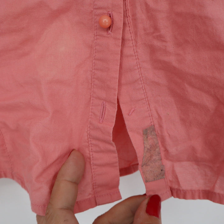Rampage Women's Coral Pink Ruffle Neck Short Sleeve Cotton Blouse Size S