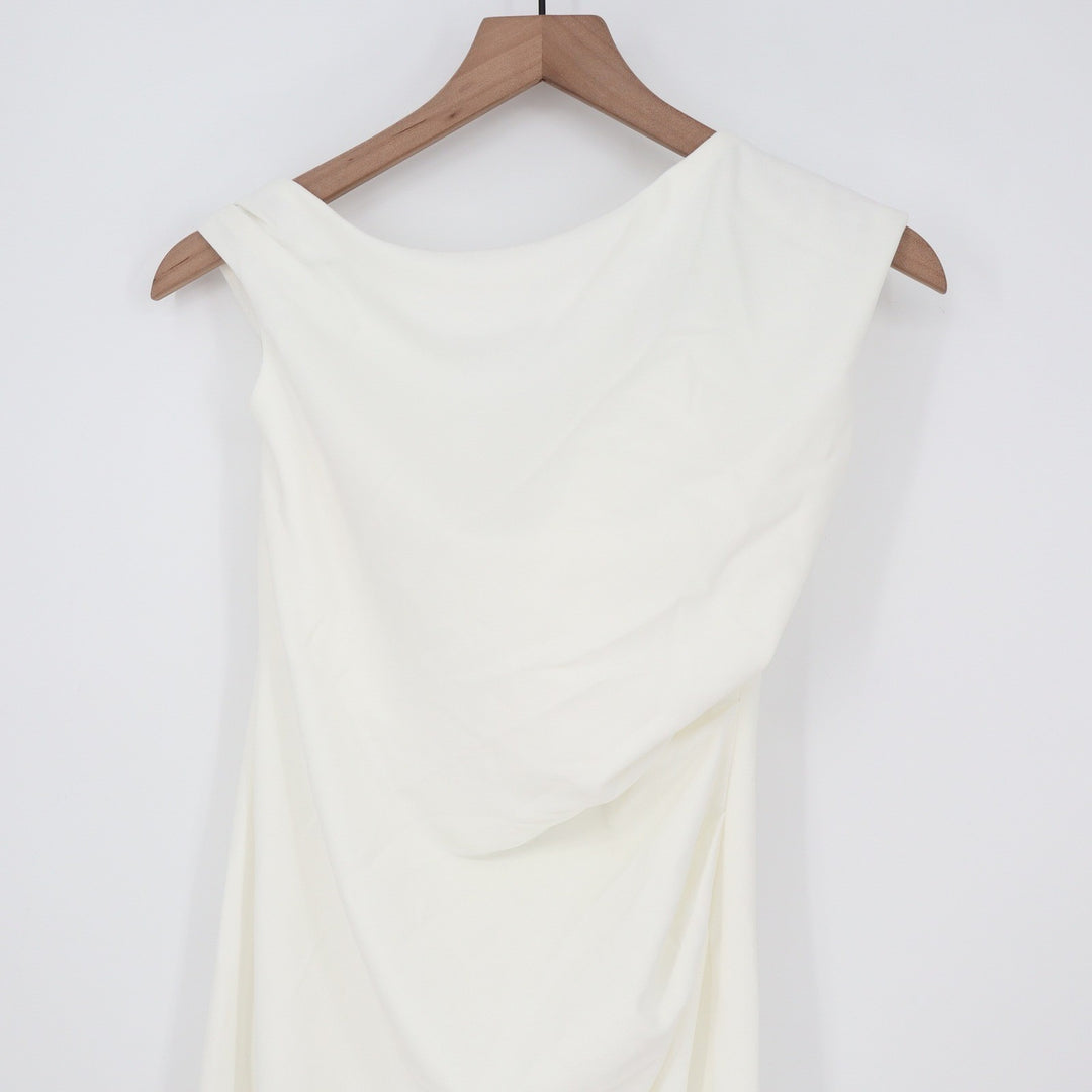 YH & CO Genie Maxi Dress White Off The Shoulder Draped Formal Gown Size 10 NEW