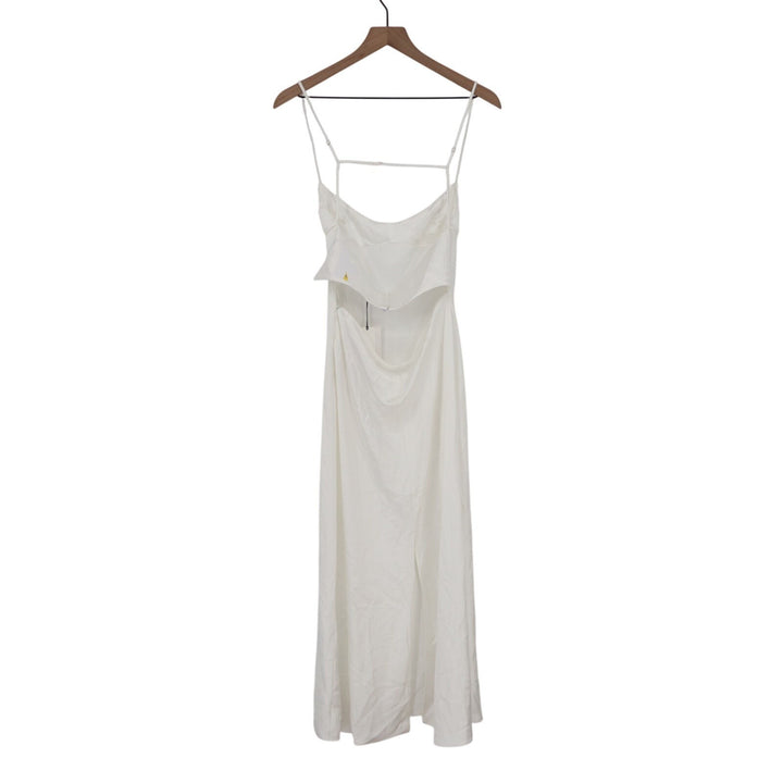 Zara Maxi Dress Womens Small White Sleeveless Cut-Out Back Spaghetti Straps