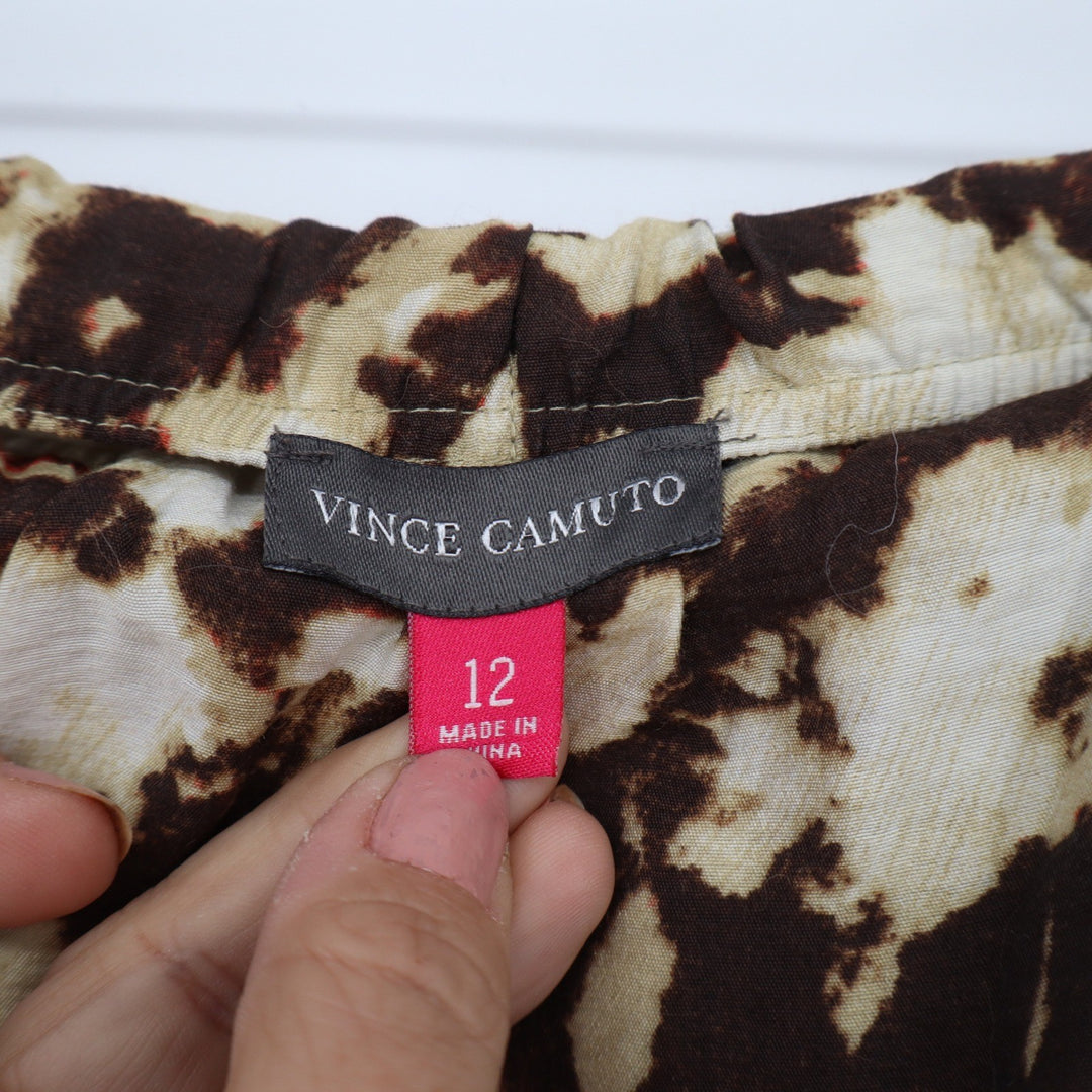 Vince Camuto Womens Brown Orange Tie Dye Ruffle Wrap Mini Skirt Size 12 Boho