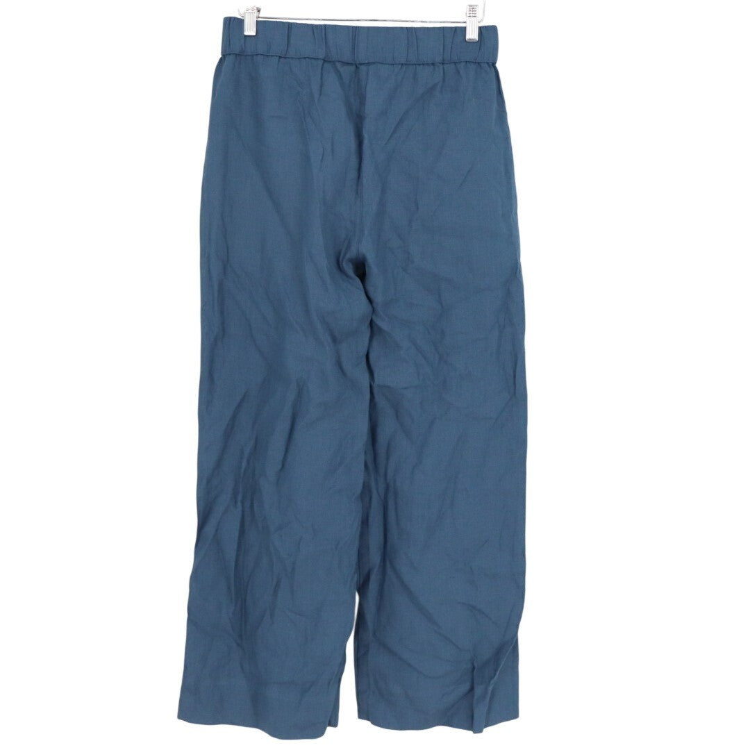 American Giant Pants Womens Medium Blue Linen Wide Leg Summer Wear Relaxed Fit