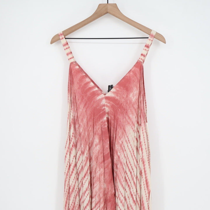 Design Lab Tie Dye Jumpsuit Wide Leg Harem Style Pink Cream M