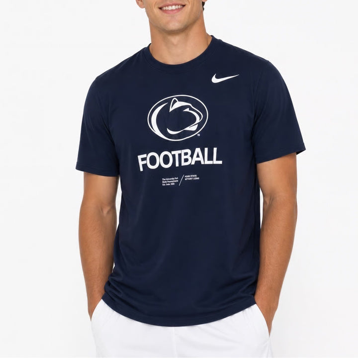 Nike Penn State Nittany Lions Football Dri-FIT T-Shirt Navy Blue Mens L