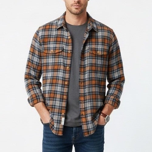 Sonoma Goods for Life Flannel Shirt Plaid Orange Long Sleeve Button Down Size S