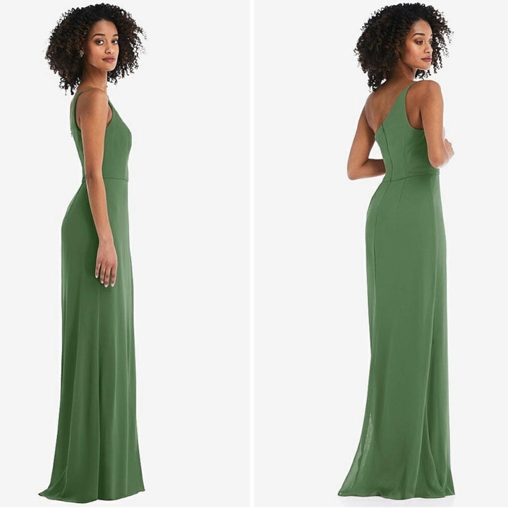 After Six Skinny One-Shoulder Trumpet Gown With Front Slit Size 16