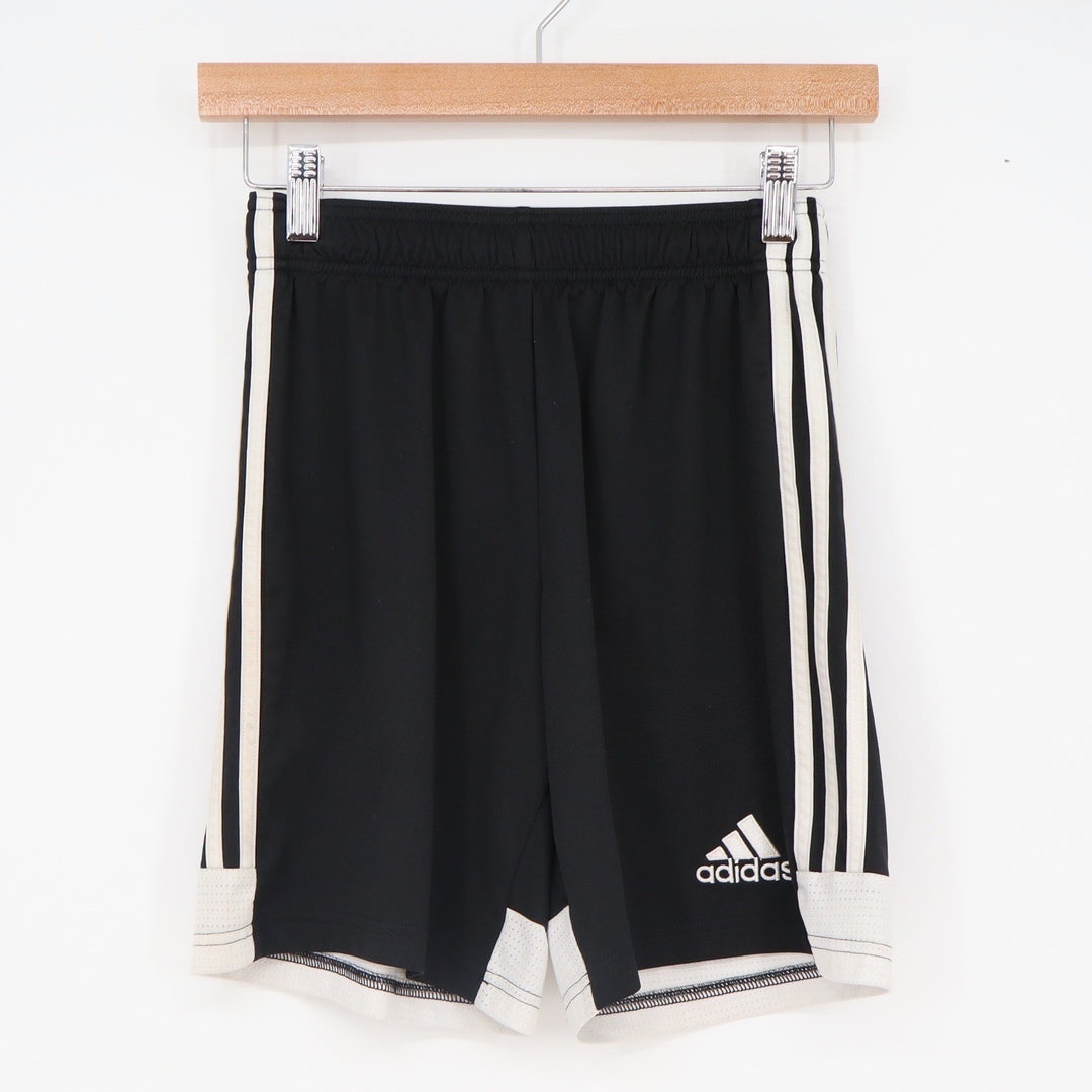 Adidas Aeroready Soccer Shorts Black White Striped Athletic Youth Large