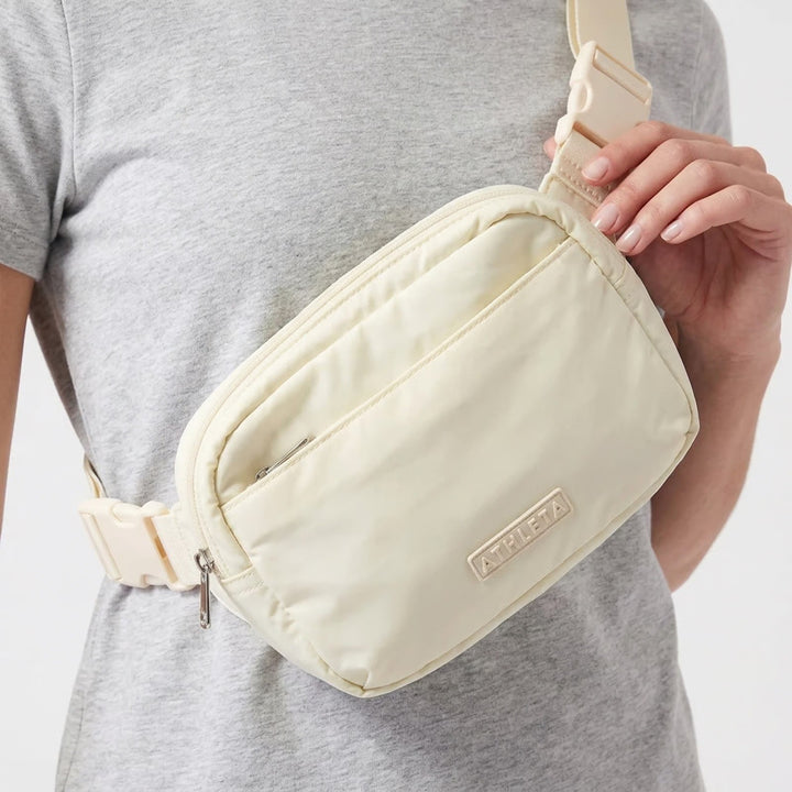 Athleta Excursion Belt Bag Pale Yellow Nylon Fanny Pack Waist Bag