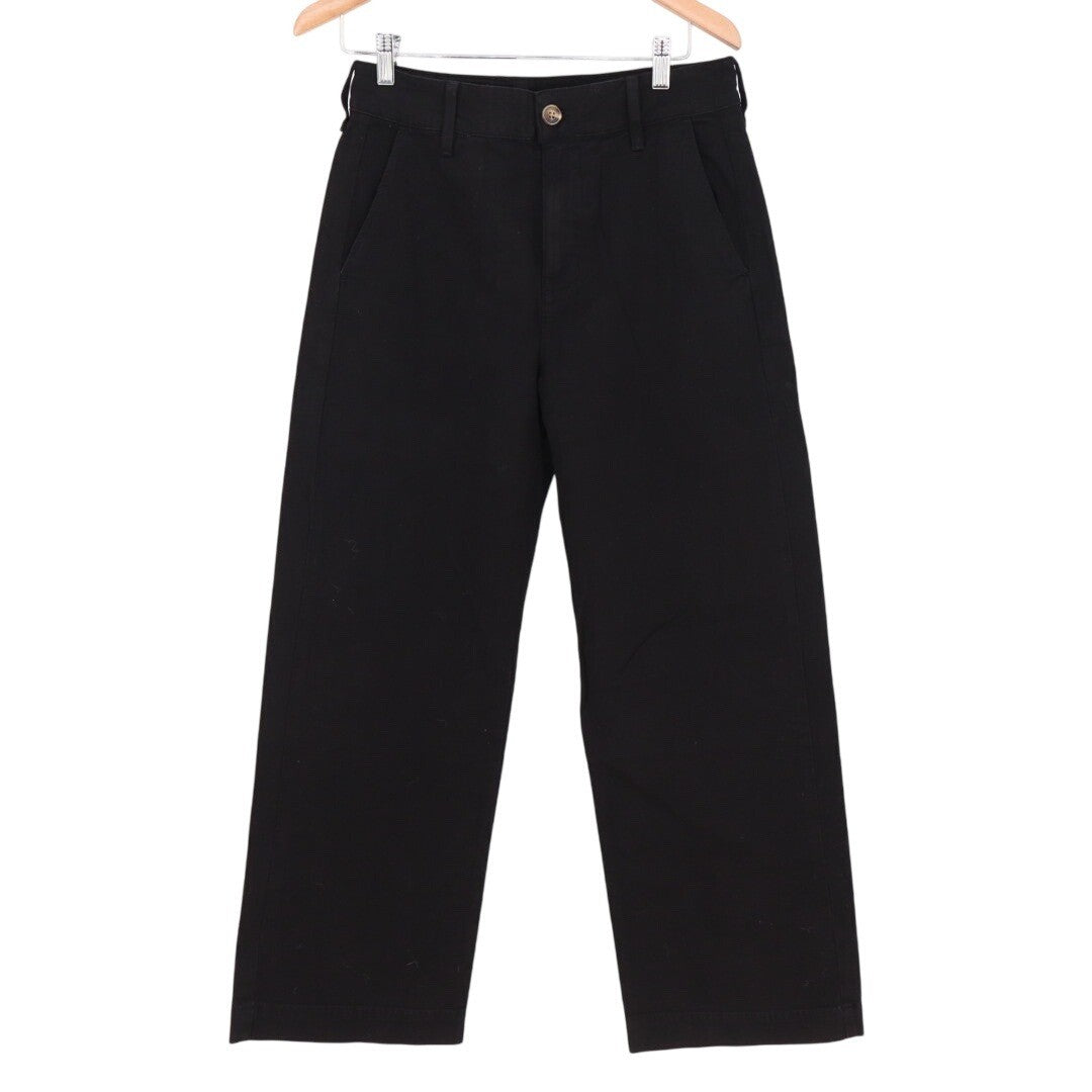 American Giant Womens Black Wide Leg Cropped Pants Made in USA Size 8