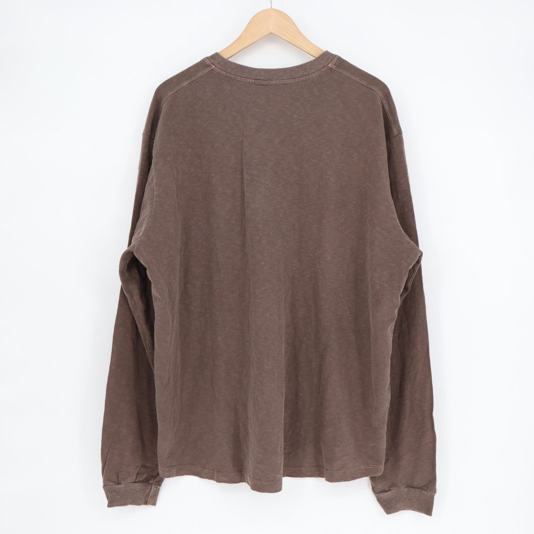 American Giant Broken-In Premium Slub T-Shirt Mens 2XL Brown Cotton Henley Neck