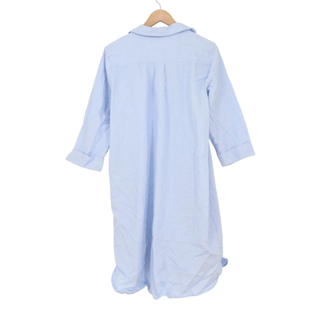 Saks Fifth Avenue Light Blue Linen Cotton Shirt Dress Womens Large L