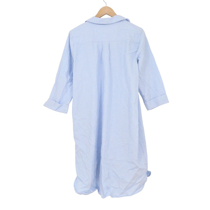 Saks Fifth Avenue Light Blue Linen Cotton Shirt Dress Womens Large L