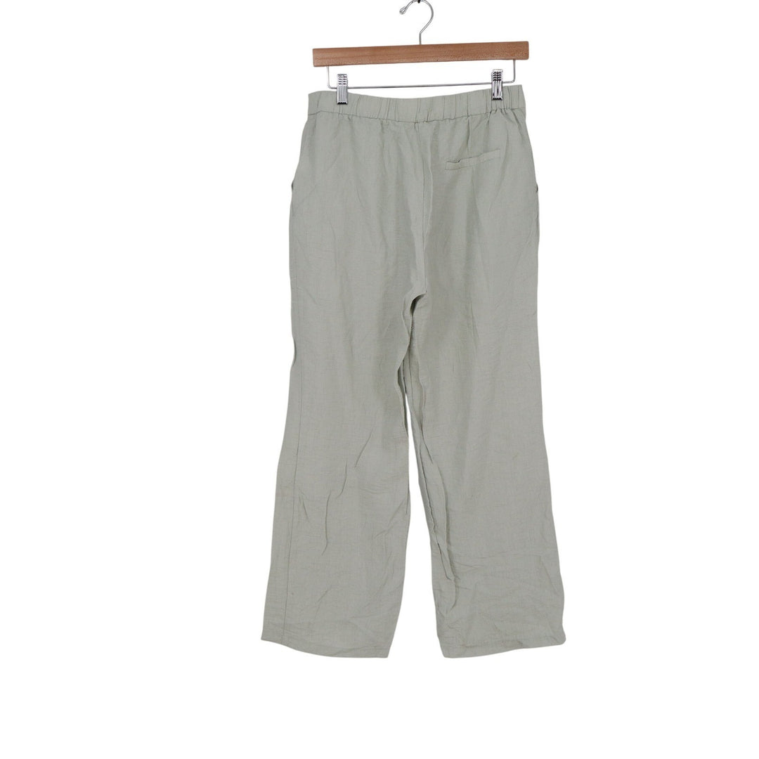 Happily Grey Sage Green Wide Leg Trousers High Rise Elastic Back Pants Large