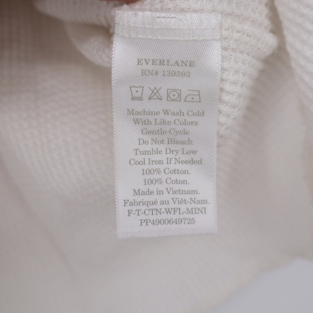 Everlane Womens Cream Cotton Waffle Knit Short Sleeve Crewneck Tee Shirt Small