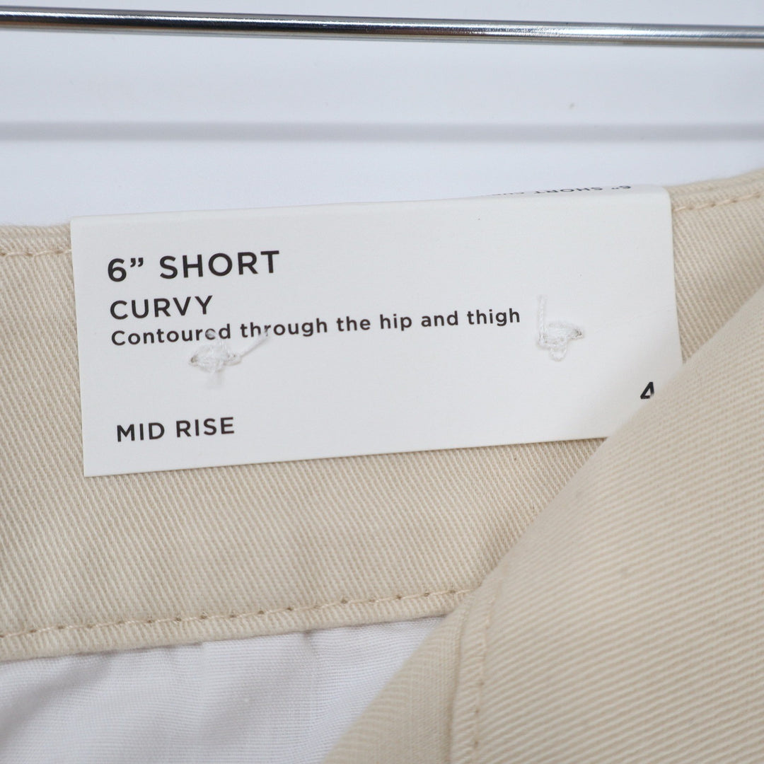 LOFT Outlet Shorts Womens 4 Curvy 6" Short Tan Chino Cotton Mid Rise NWT