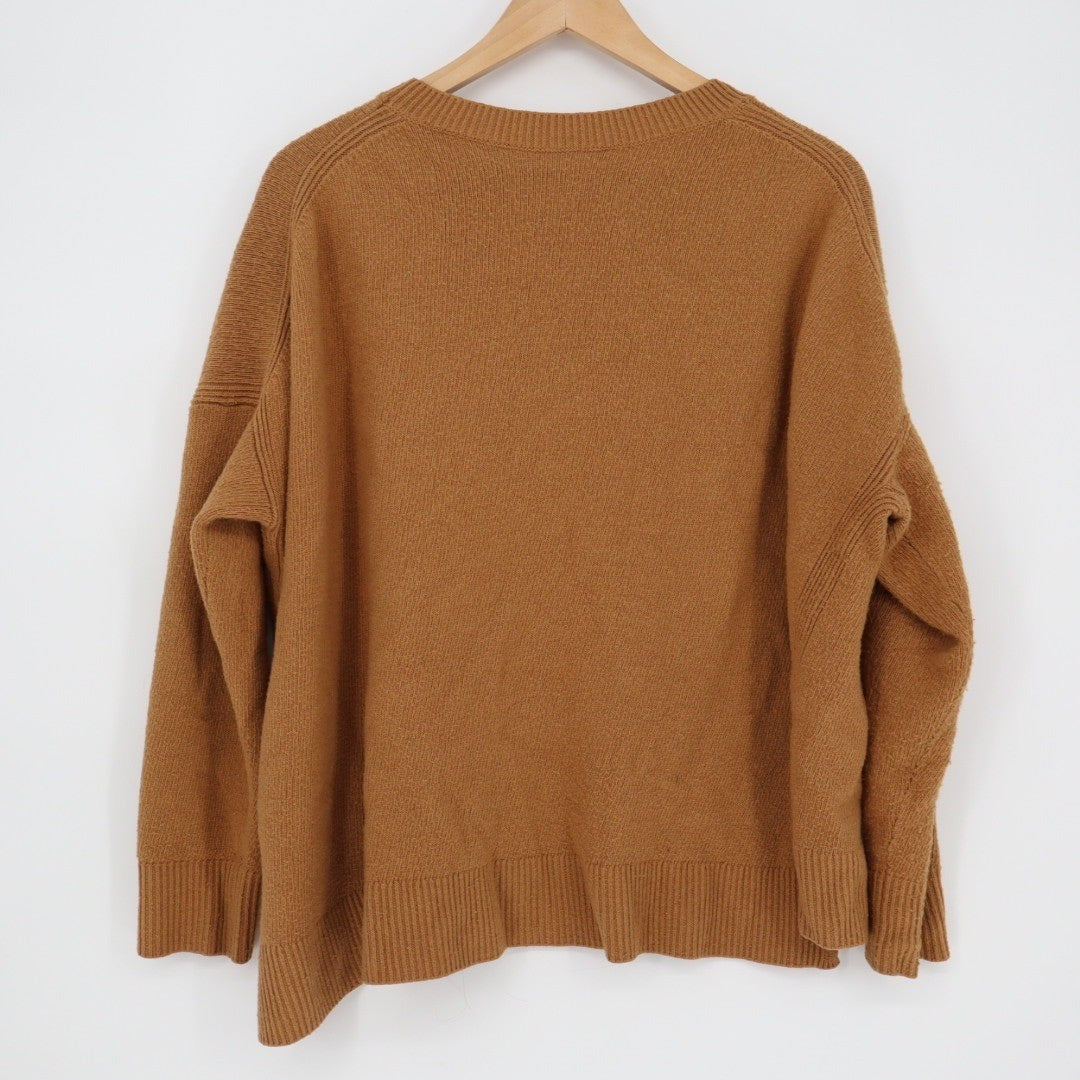 Chelsea 28 Tan Knit Sweater XL Side Slit Cashmere Blend Pullover