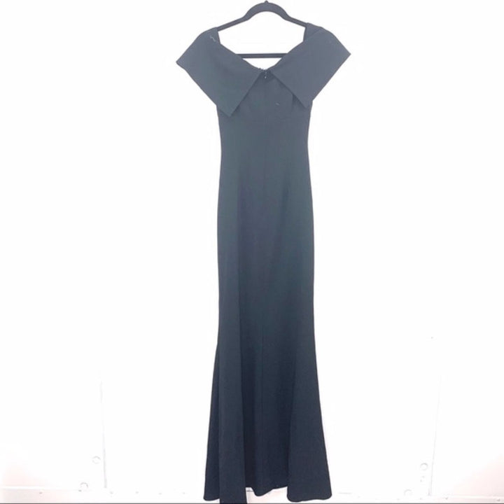 ELIZA J KNOT FRONT OFF THE SHOULDER MAXI DRESS