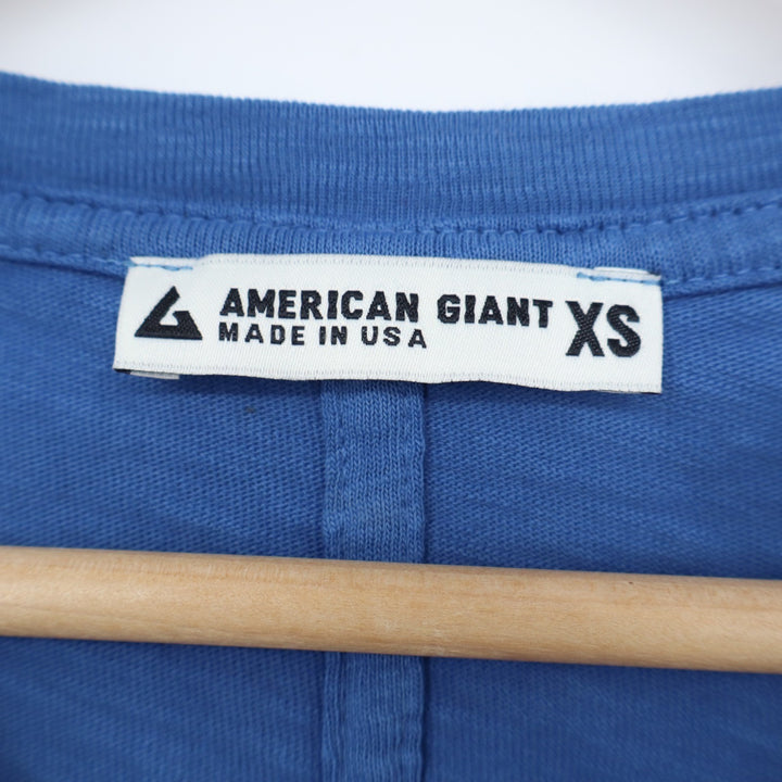 American Giant Premium Slub T-Shirt Womens XS Blue Cotton V-Neck Long Sleeve