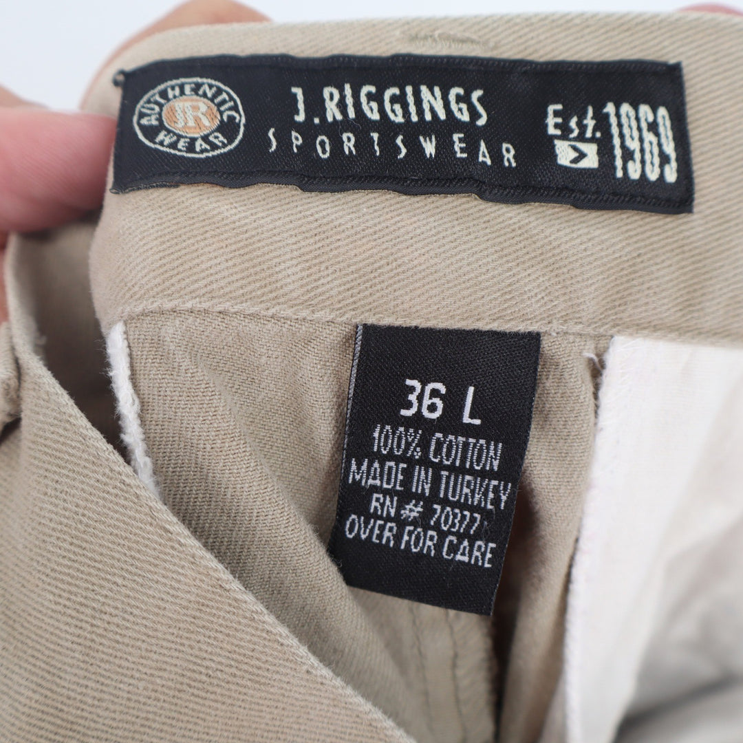 J. Riggins Pants Mens 36L Chino Khaki Cotton Flat Front Excellent