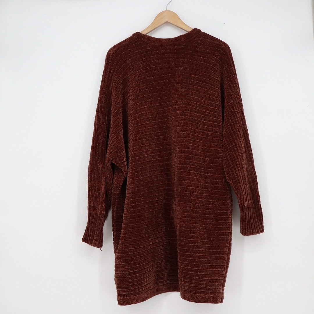 Torrid Rust Brown Chenille Ribbed Open Front Longline Cardigan Sweater Size 1