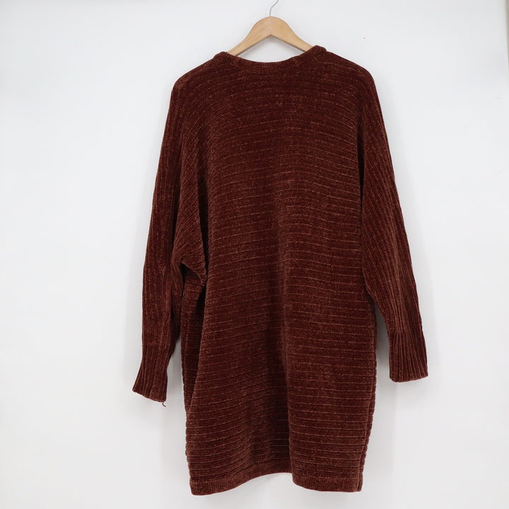 Torrid Rust Brown Chenille Ribbed Open Front Longline Cardigan Sweater Size 1