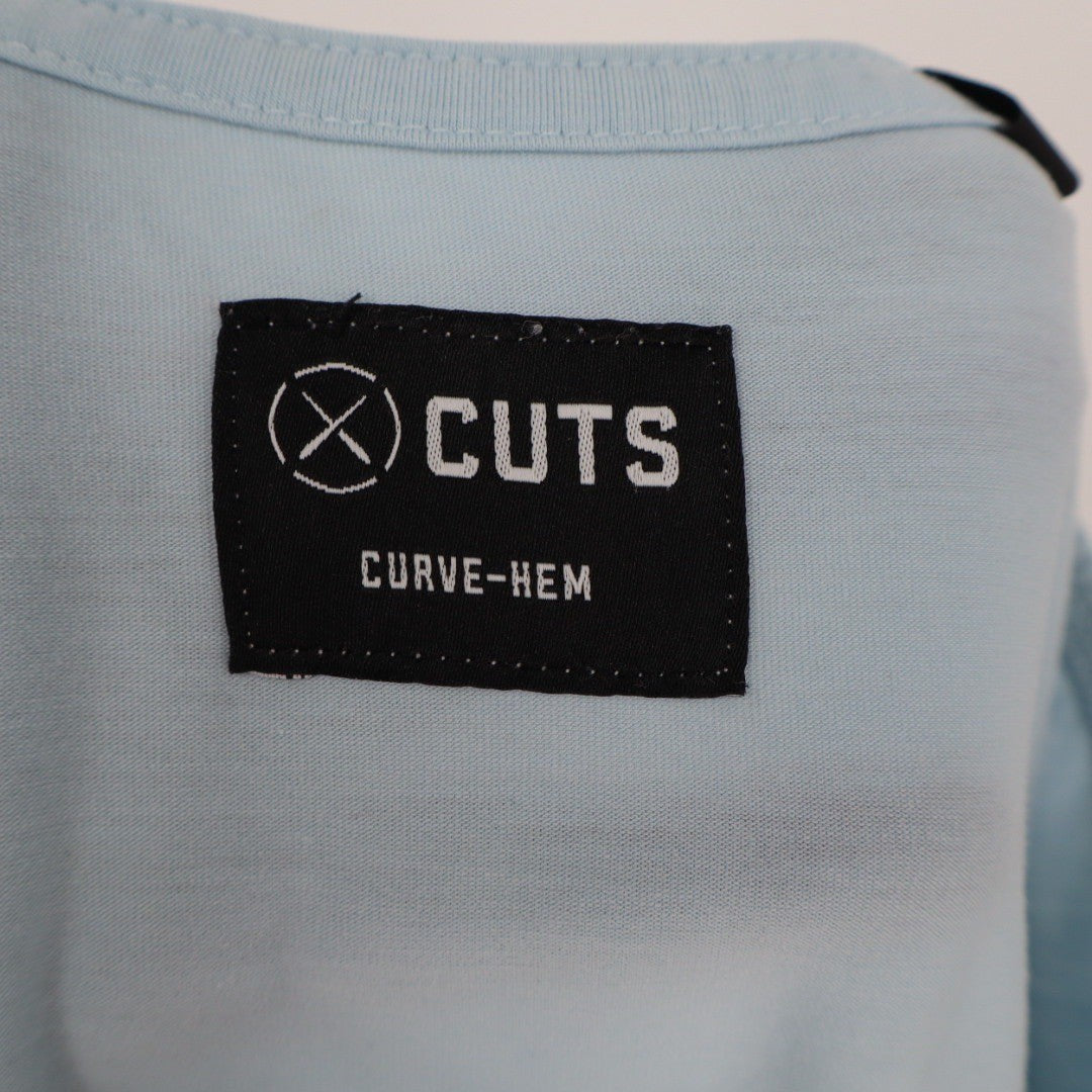 Cuts Curve Hem T Shirt Light Blue Pyca Pro Mens Size Large
