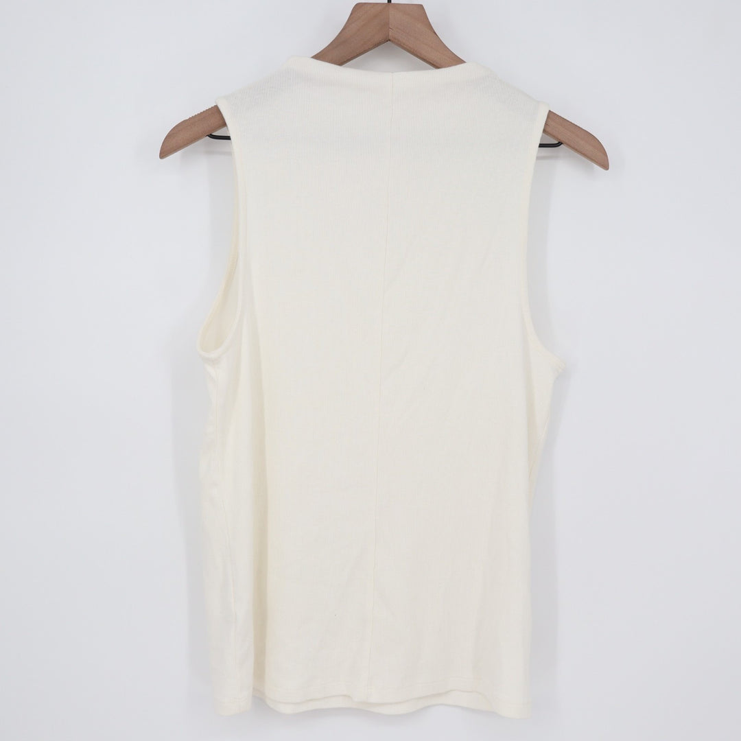 A New Days Tank Top Womens Large White Cotton Stretch Ribbed Knitted Pullover