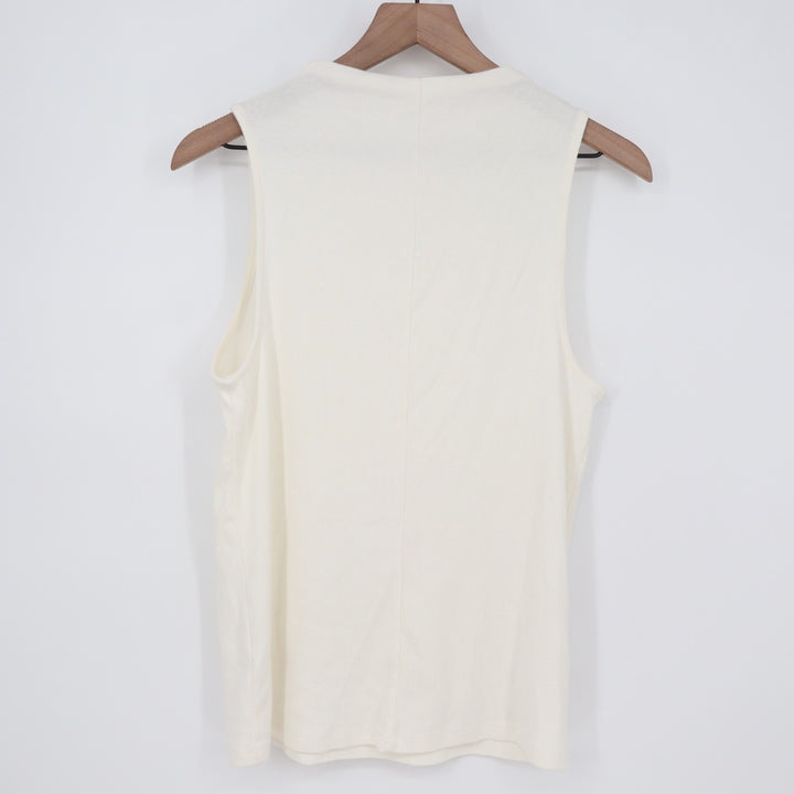 A New Days Tank Top Womens Large White Cotton Stretch Ribbed Knitted Pullover