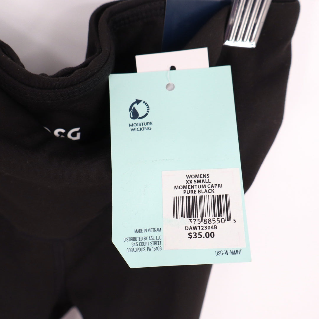DSG Womens Momentum Capri Pure Black High Rise Leggings Size XXS