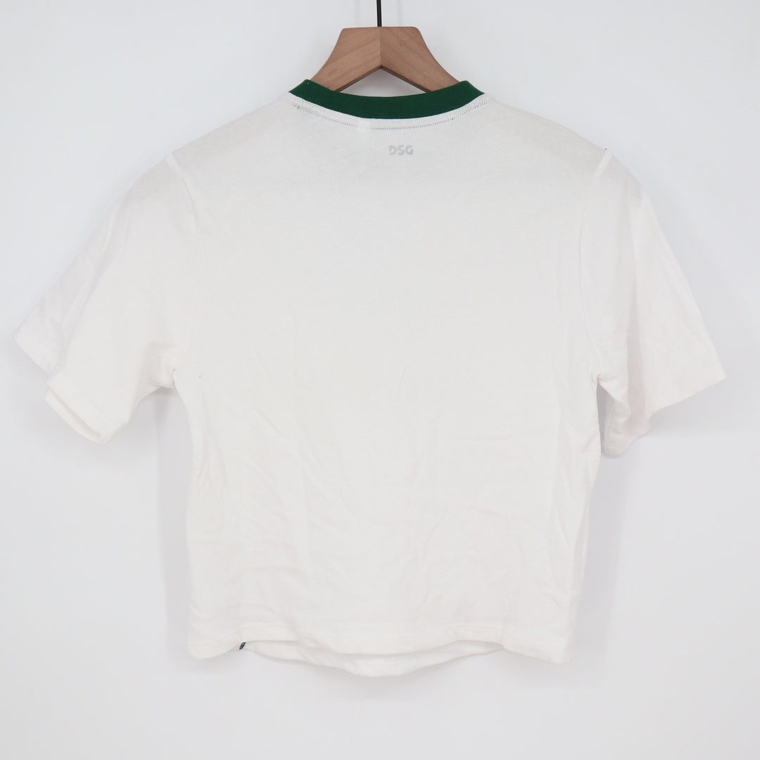 DSG East Hampton Tennis Club Graphic Ringer Tee White Green XS 6-7 8620