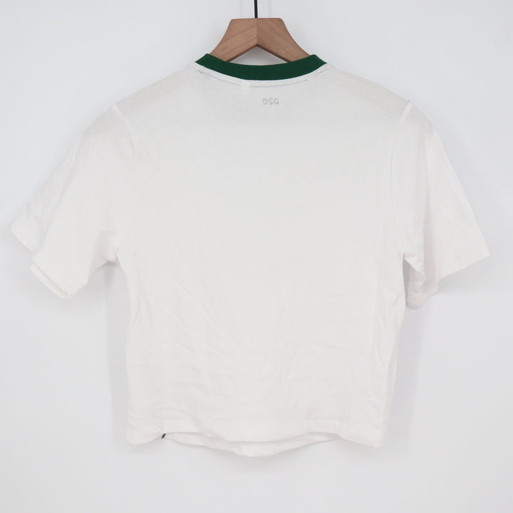 DSG East Hampton Tennis Club Graphic Ringer Tee White Green XS 6-7 8620